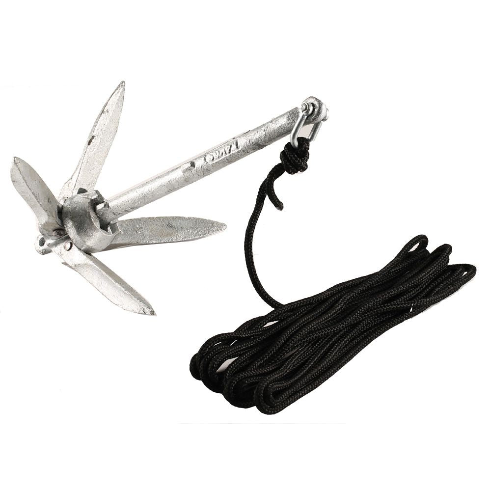 Attwood Marine Kayak Grapnel Anchor Kit, For PWCs, Canoes & Float Tubes, 3 lb Anchor, 20 ft MFP Anchor Rope, Mesh Bag — Quality Boat Parts