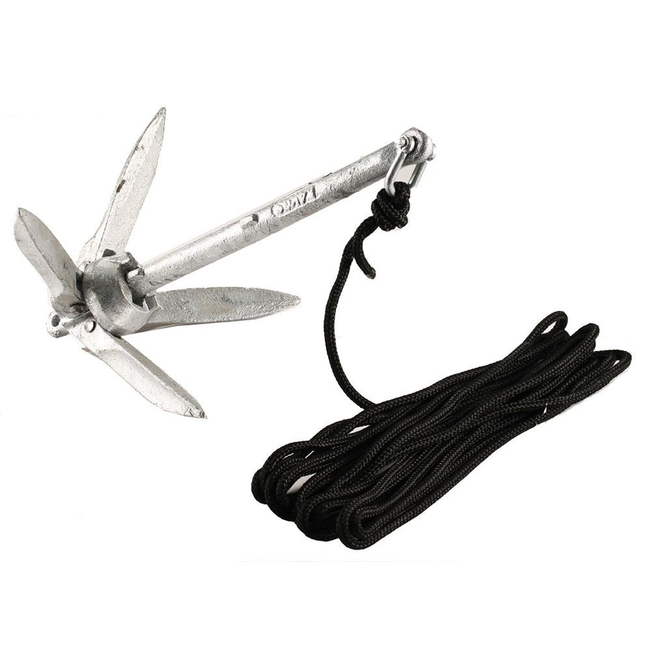 Attwood Marine Kayak Grapnel Anchor Kit, For PWCs, Canoes & Float Tubes, 3 lb Anchor, 20 ft MFP Anchor Rope, Mesh Bag — Quality Boat Parts