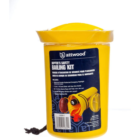 Attwood Marine Bailer Safety Kit, 5-Piece, 50 ft Rope with Float, Waterproof Flashlight — Quality Boat Parts