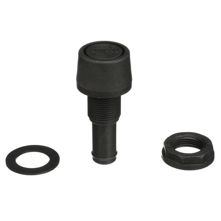 Attwood Marine Straight Fuel Vent, 5/8 in ID Hose, 3/4 in Hole, 7/8 in Max Hull Thickness, Black Polypropylene — Quality Boat Parts