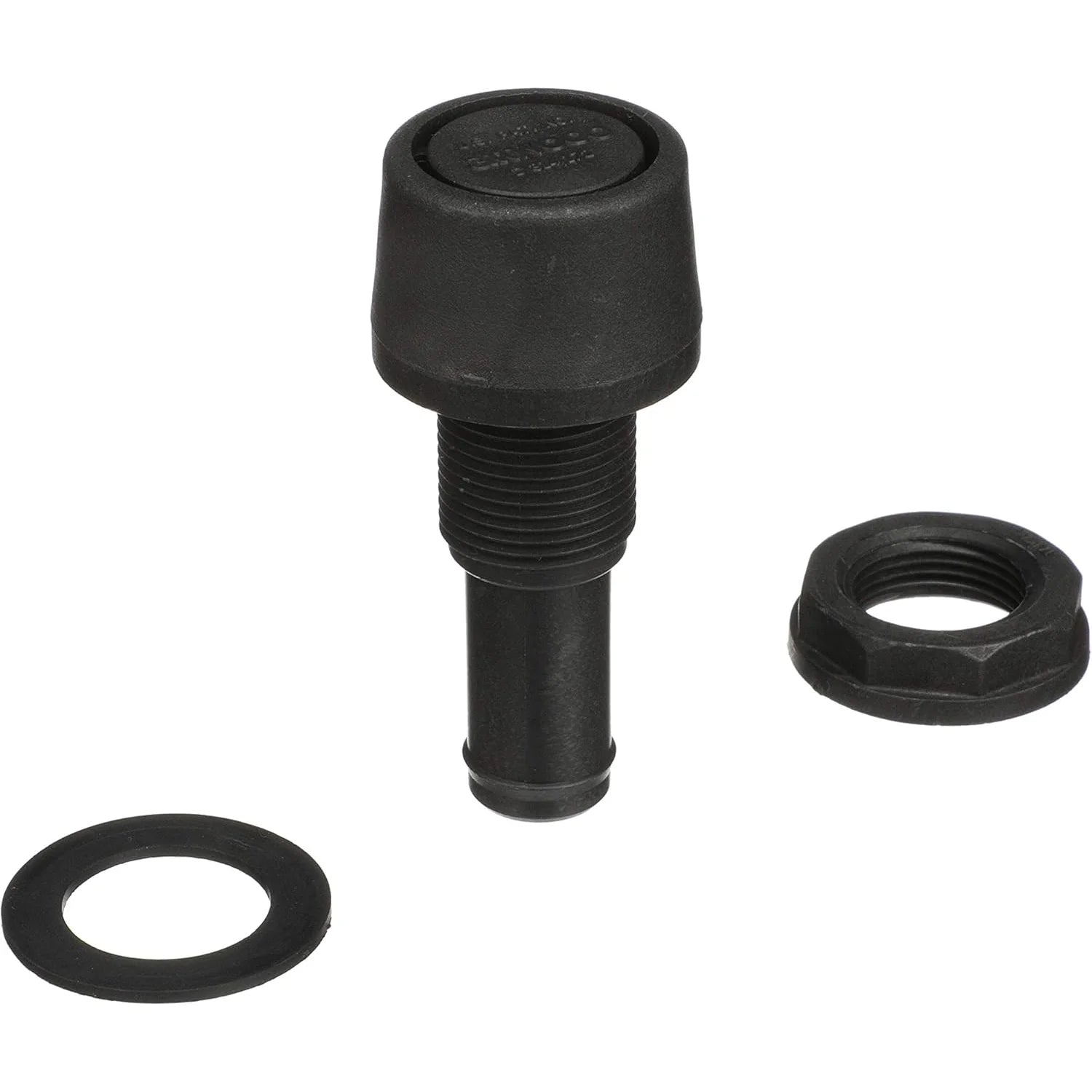 Attwood Marine Straight Fuel Vent, 5/8 in ID Hose, 3/4 in Hole, 7/8 in Max Hull Thickness, Black Polypropylene — Quality Boat Parts