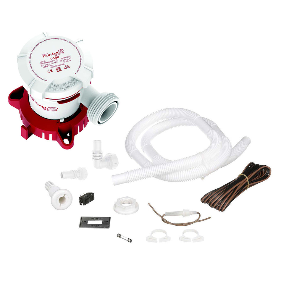 Attwood Marine Tsunami MK2 T500 Manual Bilge Pump Kit, 500 GPH, 12V, 3/4 in Hose Outlet — Quality Boat Parts