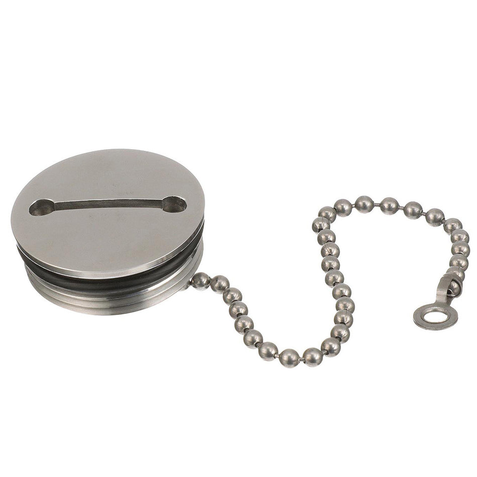 Attwood Marine Deck Fill Replacement Cap and Chain, For 66406, 66407, 66408, 66408C1, 1-3/4 in Cap, 3 in Flange — Quality Boat Parts