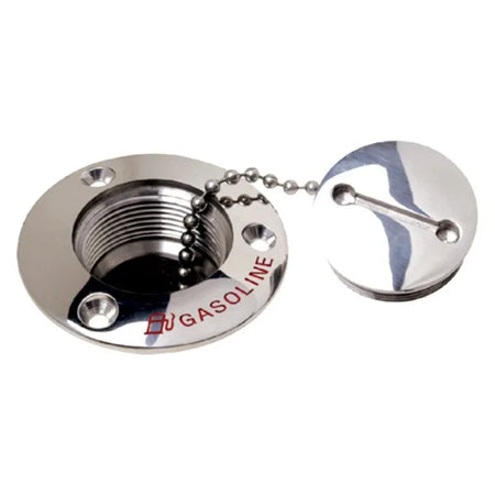 Attwood Marine Deck Fill Replacement Cap and Chain, For 66406, 66407, 66408, 66408C1, 1-3/4 in Cap, 3 in Flange — Quality Boat Parts
