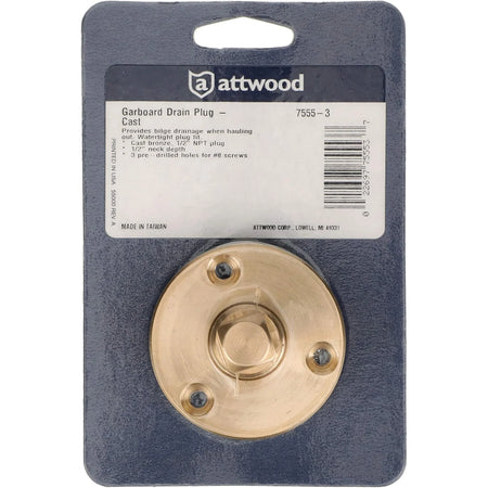 Attwood Marine Garboard Drain Plug, 1/2 in NPT, Cast Bronze — Quality Boat Parts