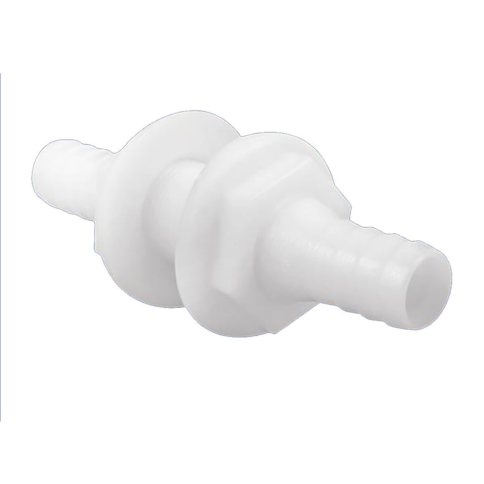 Attwood Marine Double-Ended Thru-Hull Connector, 3/4 in Hose ID, 1-1/8 in Hole, White Polypropylene, Above-Waterline Only — Quality Boat Parts