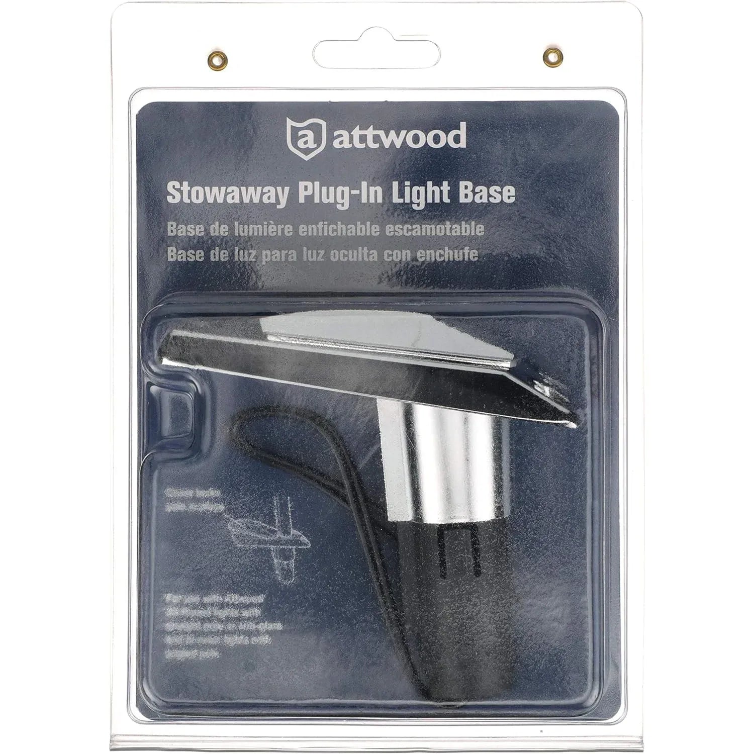 Attwood Marine Rectangle 2-Pin Pole Light Base, For 12 Degree Angled Poles, 12V, Zamak, 4 x 1-5/8 in — Quality Boat Parts