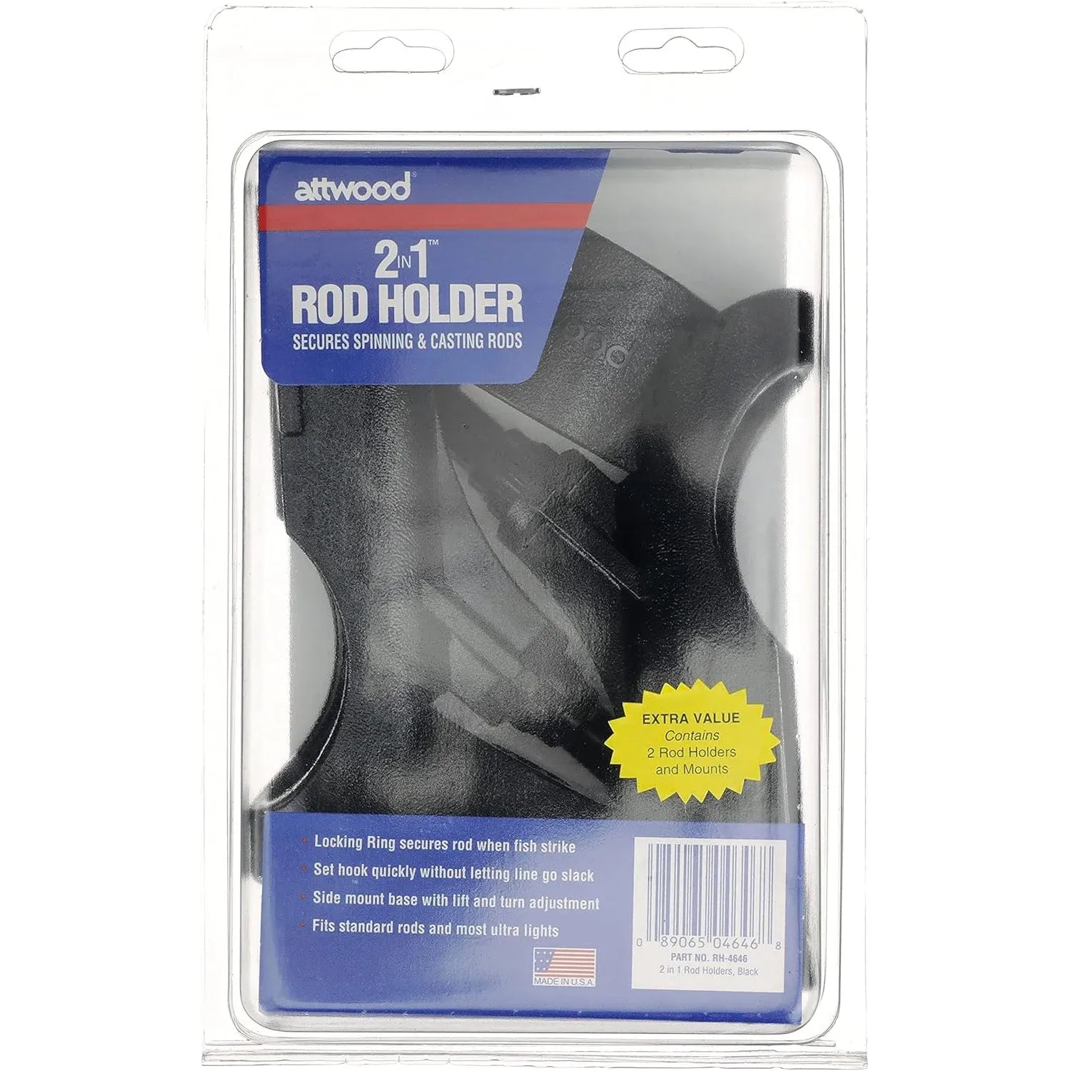 Attwood Marine 2-In-1 Non-Adjustable Side Mount Rod Holders, 2pk, Black — Quality Boat Parts