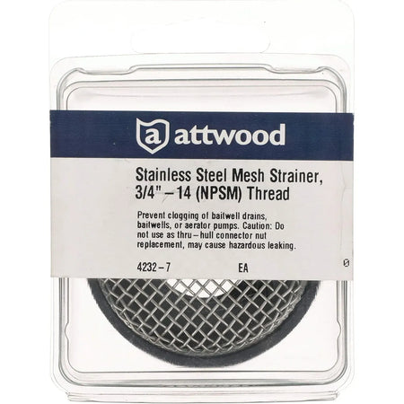 Attwood Marine Mesh Strainer, For 3/4 in Aerator Inlet and 3886-1 Thru-Hull, Stainless Steel Mesh, Black PVC Base — Quality Boat Parts