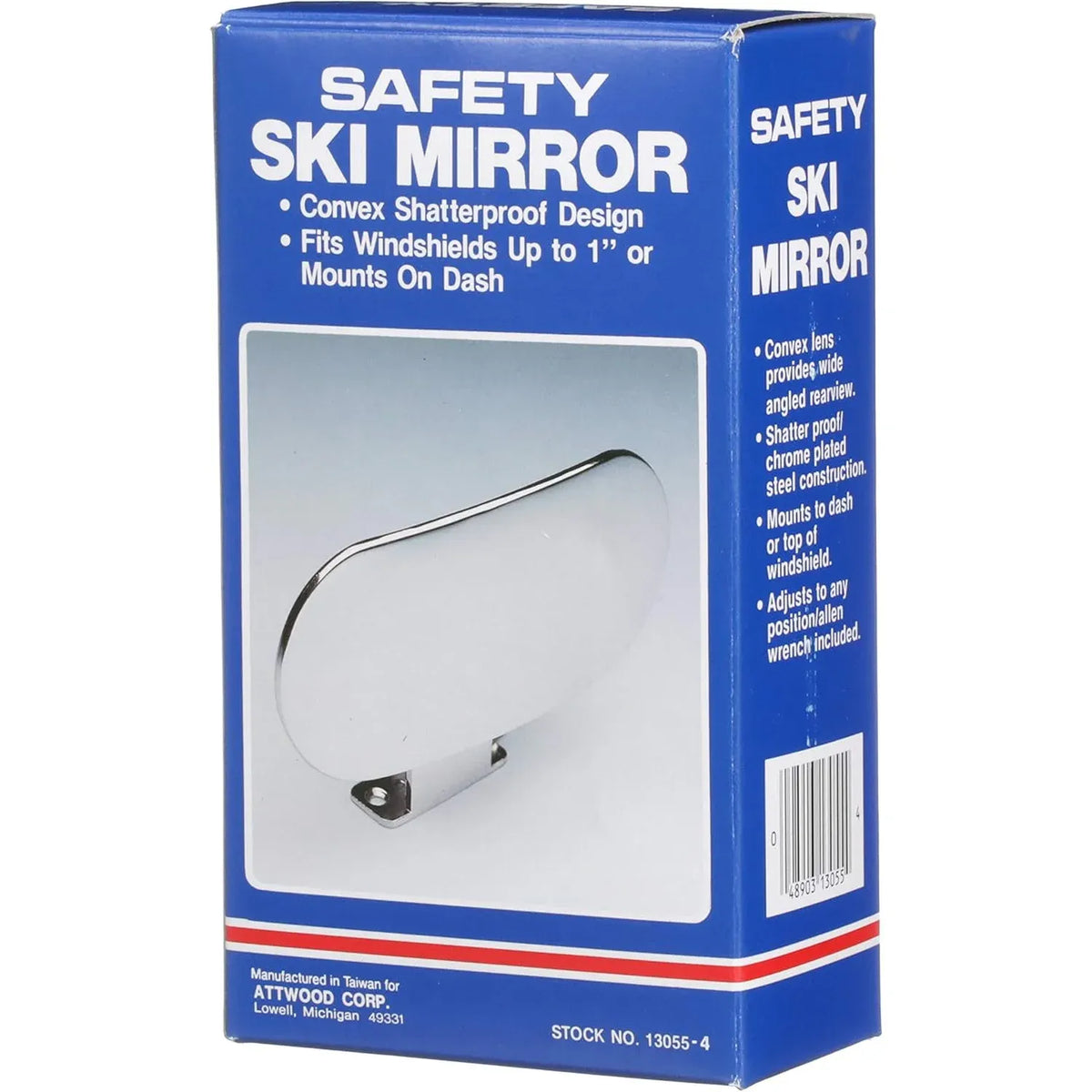 Attwood Marine Ski Mirror, Dash or Windshield Mount, 180-Degree Convex, Shatterproof — Quality Boat Parts