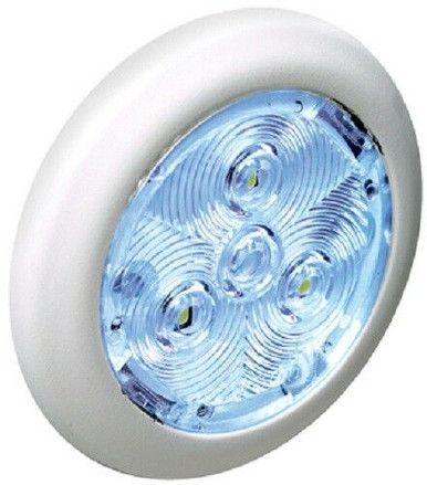 Attwood Marine Round Interior/Exterior Light, 2.75 in, 12V, White Bezel, Blue LED — Quality Boat Parts