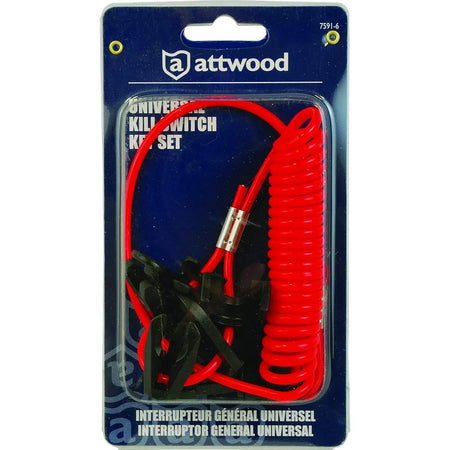 Attwood Marine Kill Switch Keys and Lanyard, For Johnson, Evinrude, Mercury, Yamaha, Suzuki, Tohatsu & Honda, 7-Key Set — Quality Boat Parts