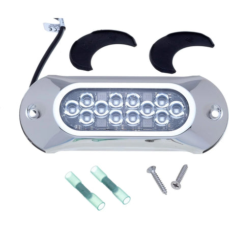 Attwood Marine Light Armor Surface-Mount Underwater LED Light, 12 LEDs, 12/24V DC, 6 in, Sapphire Blue Light — Quality Boat Parts