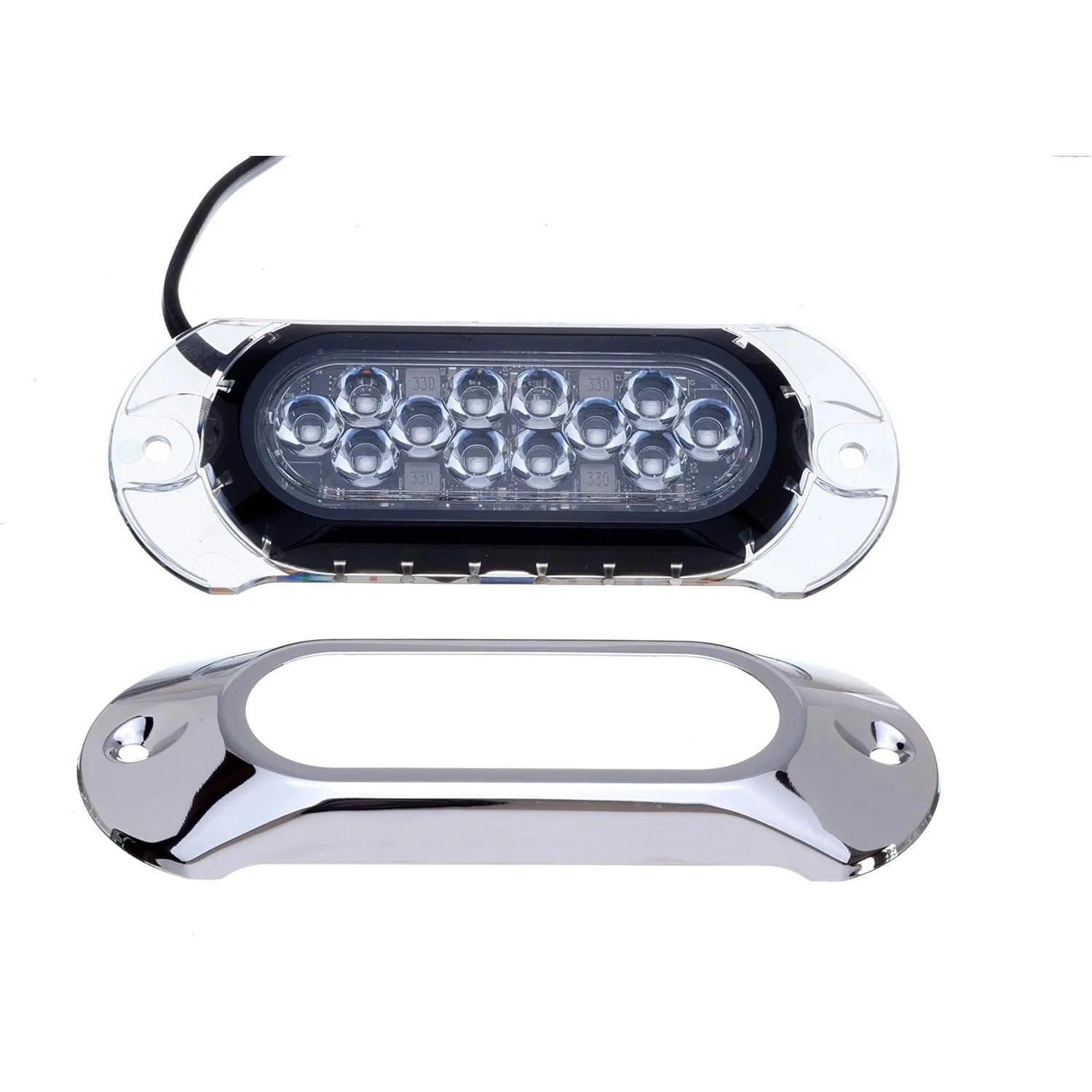 Attwood Marine Light Armor Surface-Mount Underwater LED Light, 12 LEDs, 12/24V DC, 6 in, Sapphire Blue Light — Quality Boat Parts