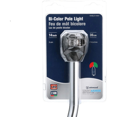 Attwood Marine LightArmor Bi-Color Navigation Pole Light, 14 in, Angled, LED, IP67 — Quality Boat Parts
