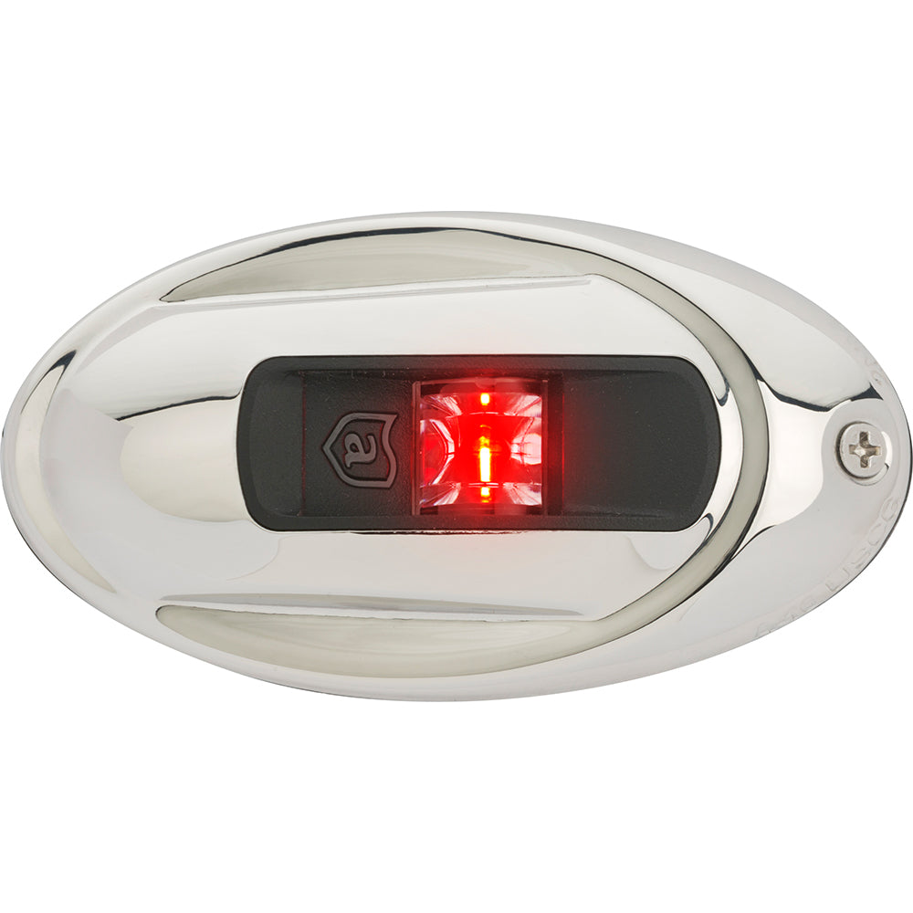 Attwood Marine LightArmor Vertical Surface Mount Navigation Light, Port Red, Oval, Stainless Steel Housing, 2NM, IP67 — Quality Boat Parts