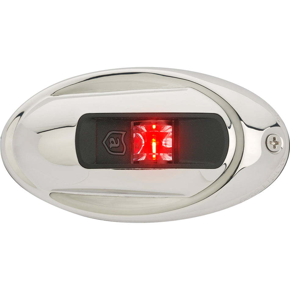 Attwood Marine LightArmor Vertical Surface Mount Navigation Light, Port Red, Oval, Stainless Steel Housing, 2NM, IP67 — Quality Boat Parts