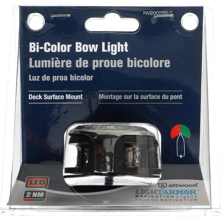 Attwood Marine LightArmor Bi-Color Bow Mount Navigation Light, 12V, 2NM, IP67, Stainless Steel — Quality Boat Parts