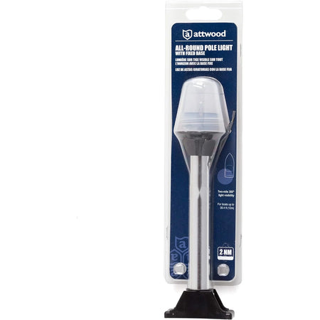 Attwood Marine All-Round Fixed Base Pole Light, 8 in, 2-Mile, 360°, Black Composite Base — Quality Boat Parts