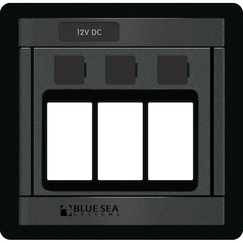Blue Sea Systems 360 Panel Blank Switch Panel, For 3 ML-Contura Switches, Backlit Labels, Lockout Slides — Quality Boat Parts