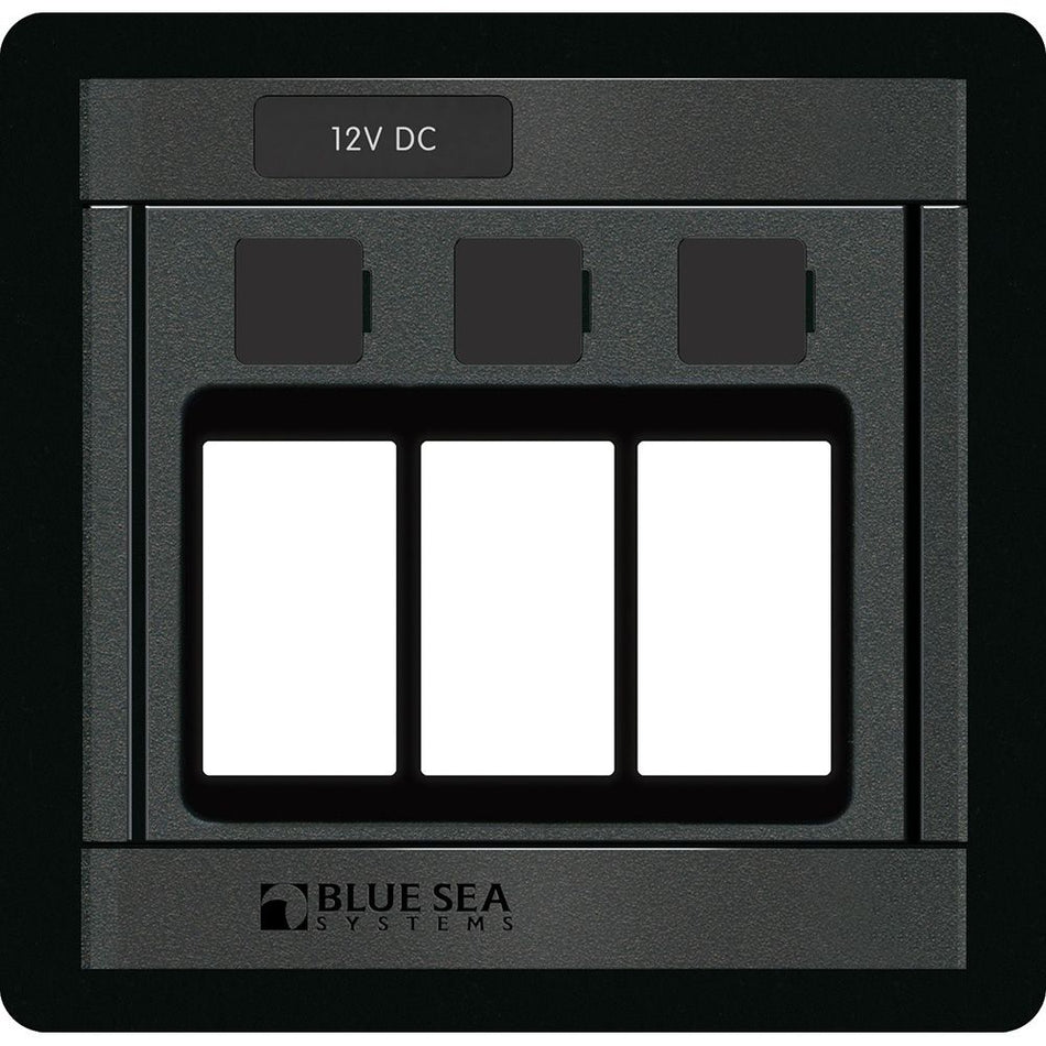 Blue Sea Systems 360 Panel Blank Switch Panel, For 3 ML-Contura Switches, Backlit Labels, Lockout Slides — Quality Boat Parts