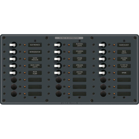 Blue Sea Systems Traditional Metal DC Panel, 24 Positions, 12V/24V DC, 100A per Bus — Quality Boat Parts