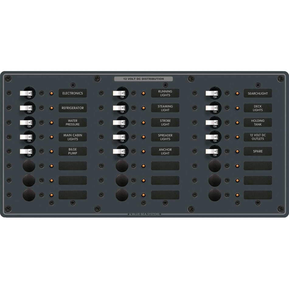 Blue Sea Systems Traditional Metal DC Panel, 24 Positions, 12V/24V DC, 100A per Bus — Quality Boat Parts