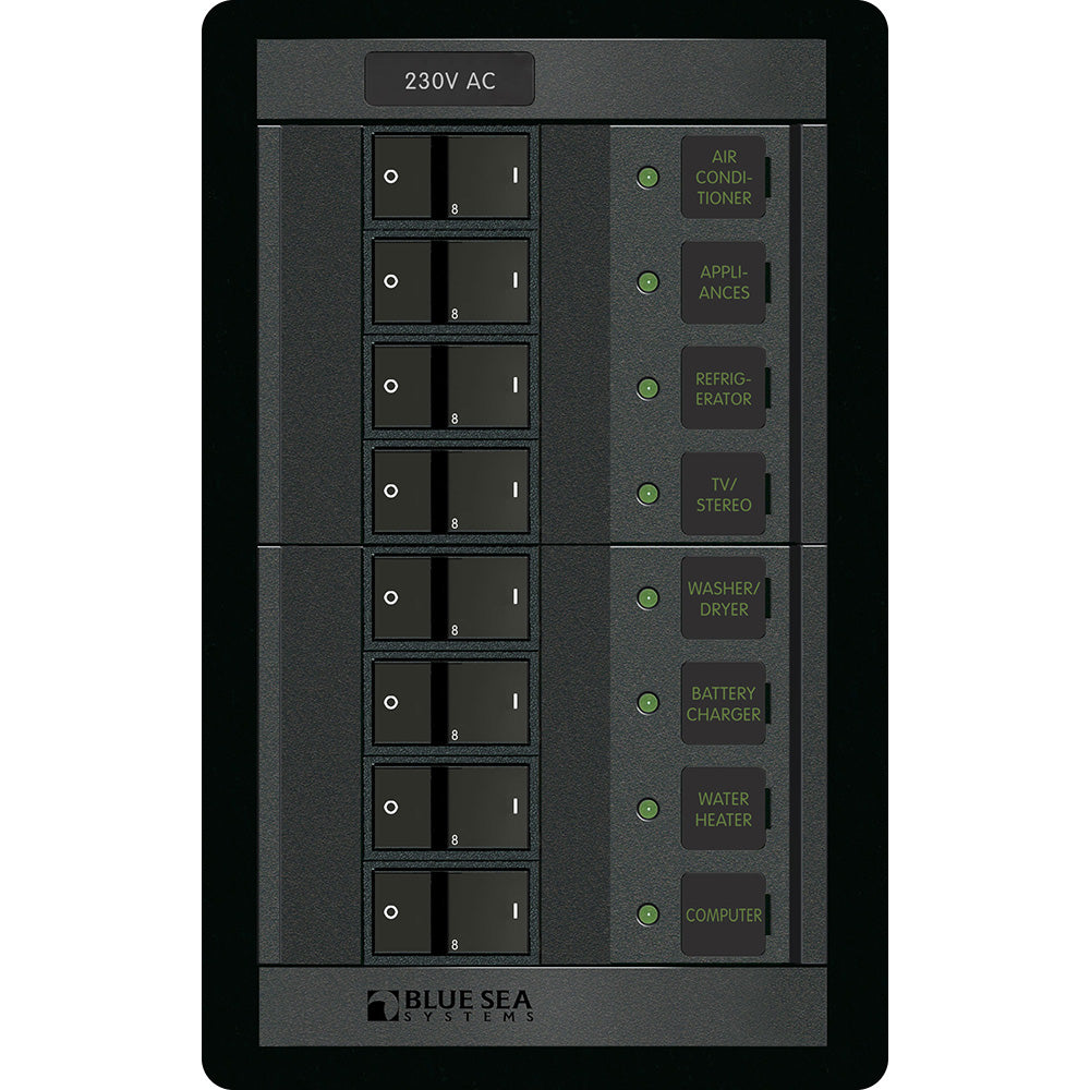 Blue Sea Systems 360 AC Circuit Breaker Panel, 8 Position, 230V, 100A — Quality Boat Parts