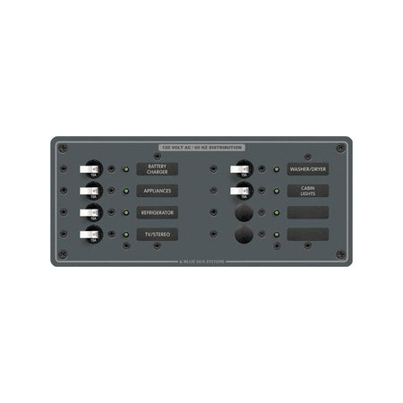 Blue Sea Systems AC 8 Position Breaker Panel, 230V, 100A, White Switches — Quality Boat Parts