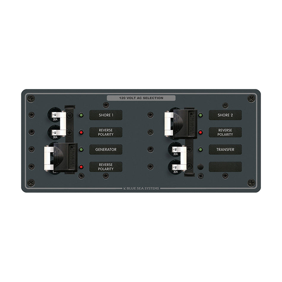 Blue Sea Systems AC 3 Sources Horizontal Circuit Breaker Panel, 120V AC, 50A Max — Quality Boat Parts