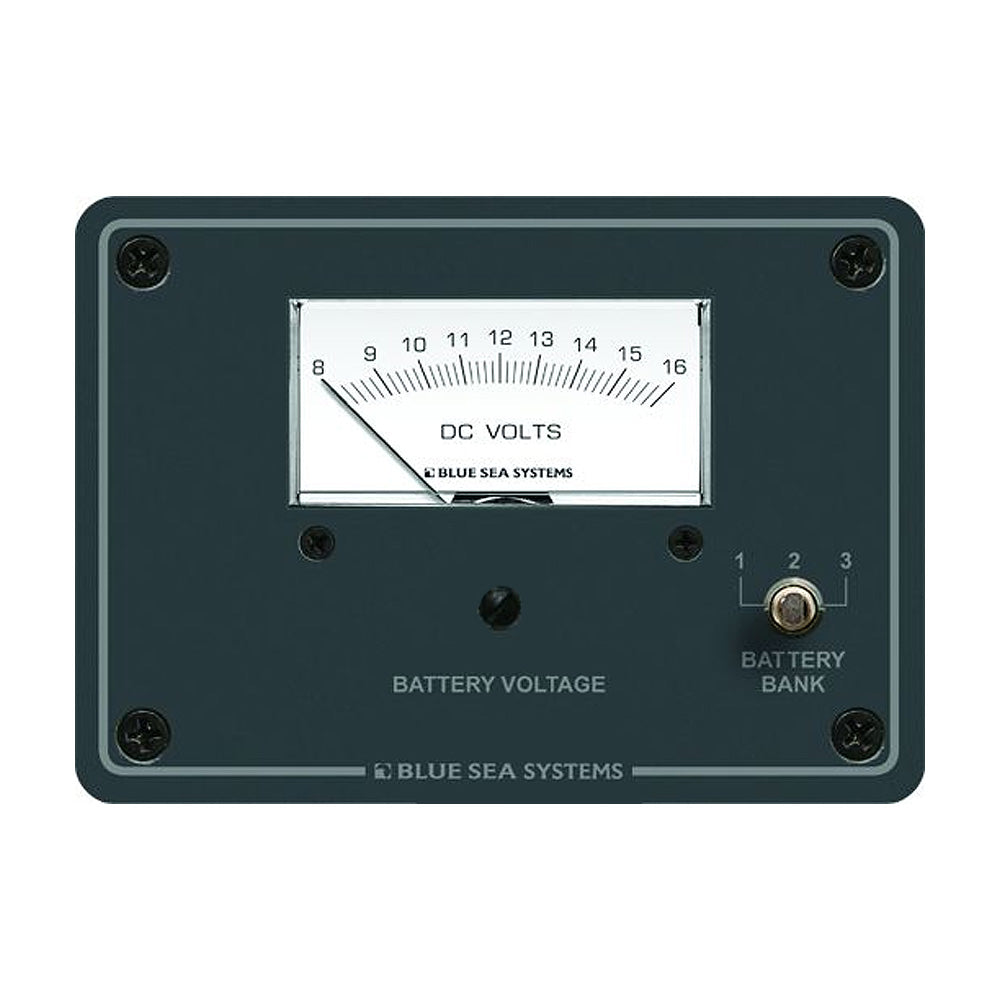 Blue Sea Systems DC Analog Voltmeter Panel, 8-16V DC, 3-Position Switch, 5052 Aluminum Panel — Quality Boat Parts