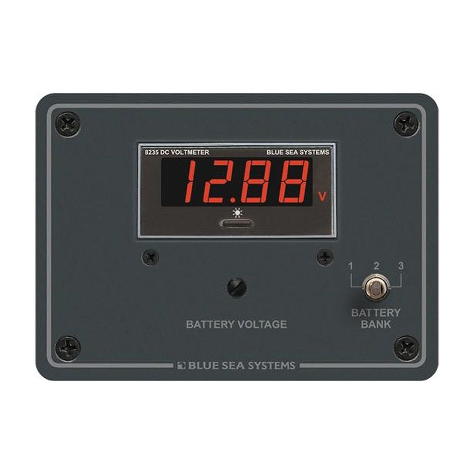 Blue Sea Systems Digital Voltmeter Panel, 7-60V DC, 3-Position Switch, 4-Digit Display — Quality Boat Parts