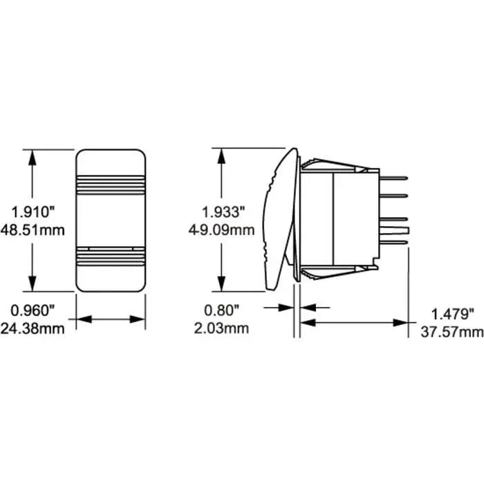 Blue Sea Systems Contura II m-LVD Switch, SPDT, (ON)-OFF-(ON), Black Actuator — Quality Boat Parts