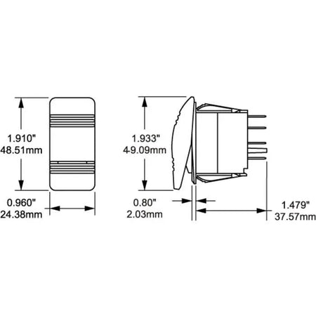 Blue Sea Systems Contura II m-LVD Switch, SPDT, (ON)-OFF-(ON), Black Actuator — Quality Boat Parts