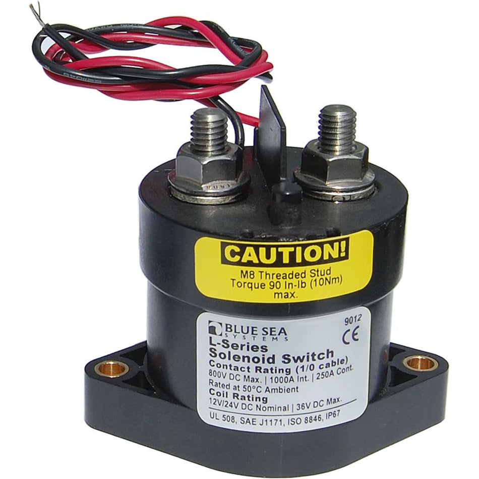 Blue Sea Systems L-Series Solenoid Switch, 12/24V, 250A, SPST-NO, Ignition Protected — Quality Boat Parts