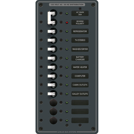 Blue Sea Systems AC Main Circuit Breaker Panel, 120V AC, 11 Positions — Quality Boat Parts