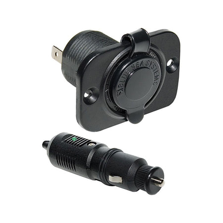 Blue Sea Systems 12V DC Plug with Dash Socket, 10A Fuse, Twist-Lock, Watertight Cap — Quality Boat Parts