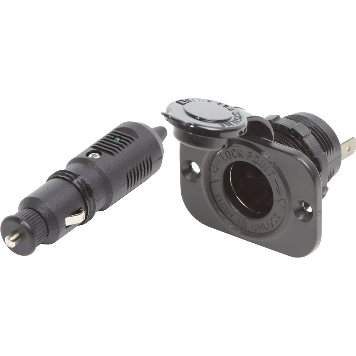 Blue Sea Systems 12V DC Plug with Dash Socket, 10A Fuse, Twist-Lock, Watertight Cap — Quality Boat Parts