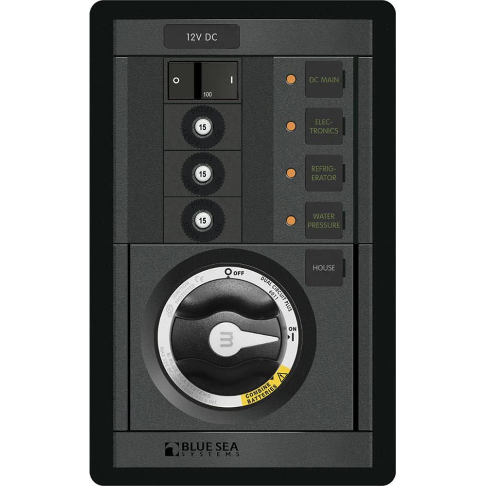 Blue Sea Systems M-Series Dual Circuit Plus Battery Management Panel, 12V, 3 Position, Vertical — Quality Boat Parts