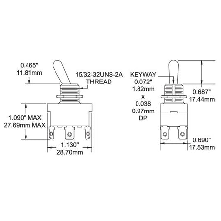 Blue Sea Systems WeatherDeck DPDT Toggle Switch, ON-OFF-ON, 5A, 30V DC — Quality Boat Parts