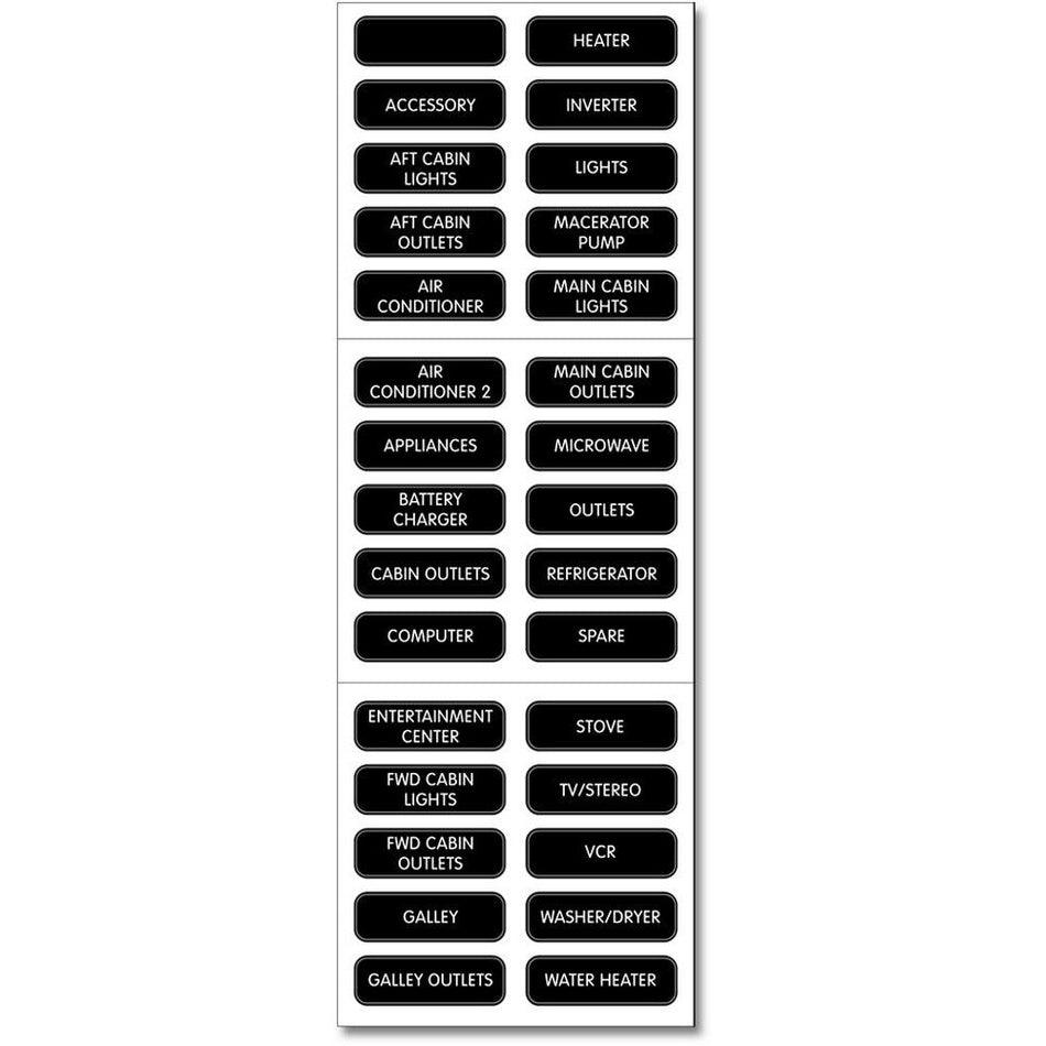 Blue Sea Systems Basic AC Panel Label Set, 30 Labels — Quality Boat Parts