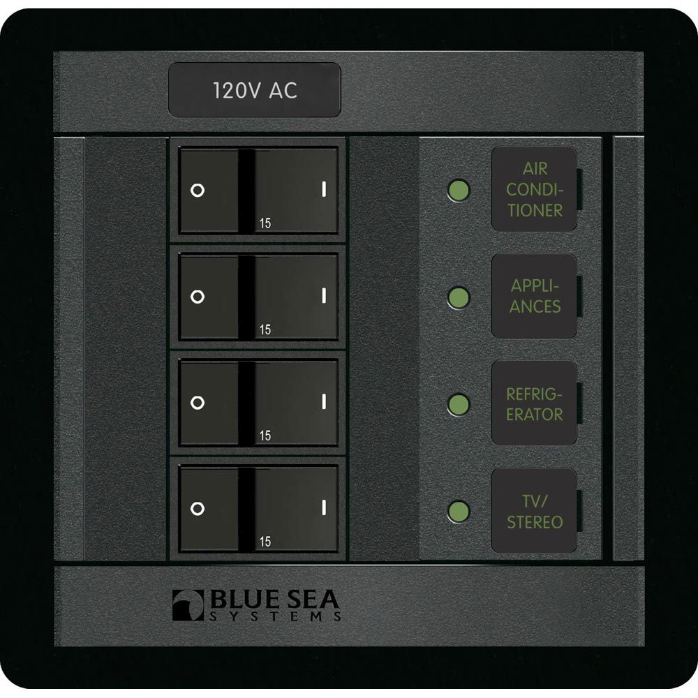 Blue Sea Systems AC Branch Circuit Breaker Panel, 120V, 4-Position, 100A — Quality Boat Parts