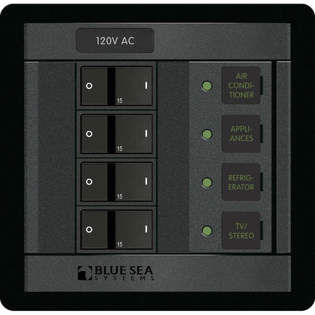 Blue Sea Systems AC Branch Circuit Breaker Panel, 120V, 4-Position, 100A — Quality Boat Parts