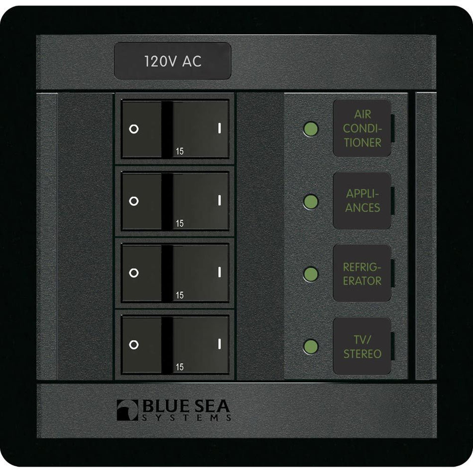 Blue Sea Systems AC Branch Circuit Breaker Panel, 120V, 4-Position, 100A — Quality Boat Parts