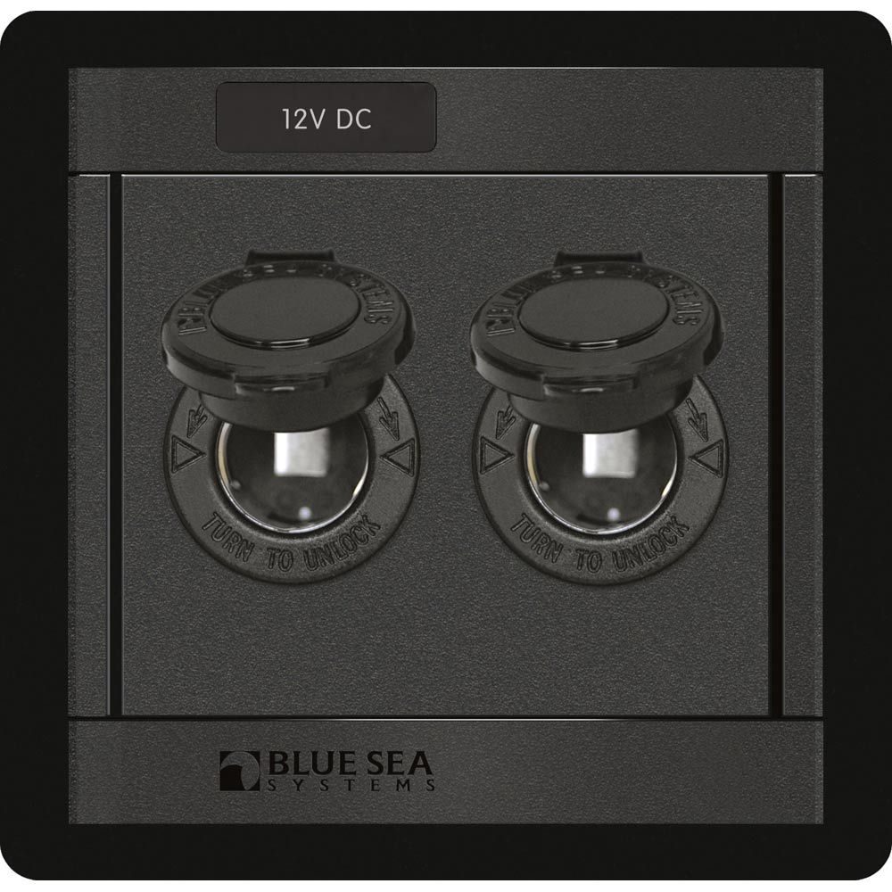 Blue Sea Systems DC 12 Volt Socket Panel, for 360 Panel System, Dual 12V Sockets, 15A Max Per Socket — Quality Boat Parts