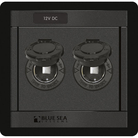 Blue Sea Systems DC 12 Volt Socket Panel, for 360 Panel System, Dual 12V Sockets, 15A Max Per Socket — Quality Boat Parts
