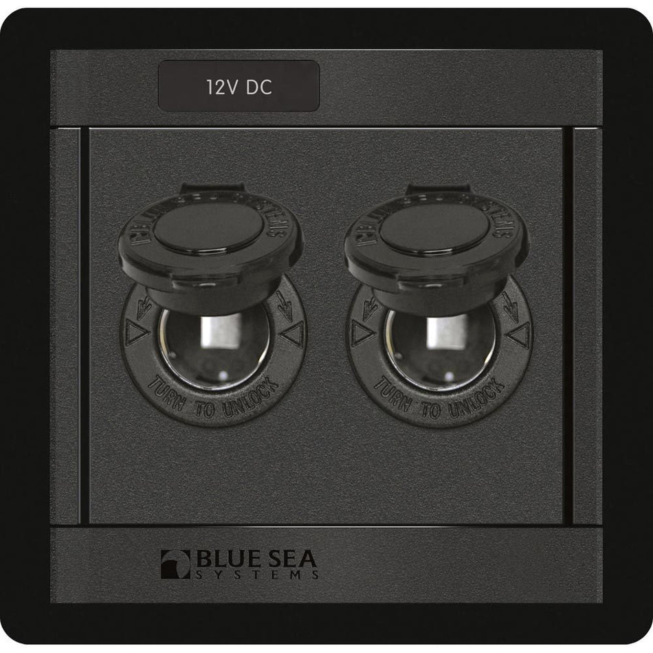 Blue Sea Systems DC 12 Volt Socket Panel, for 360 Panel System, Dual 12V Sockets, 15A Max Per Socket — Quality Boat Parts