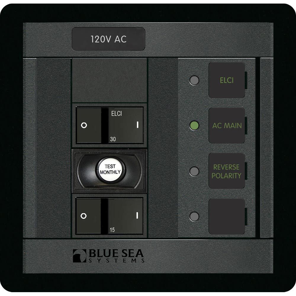Blue Sea Systems 360 Panel ELCI Main Circuit Breaker Panel, 30A, 120V AC, Double Pole, 1 Position — Quality Boat Parts