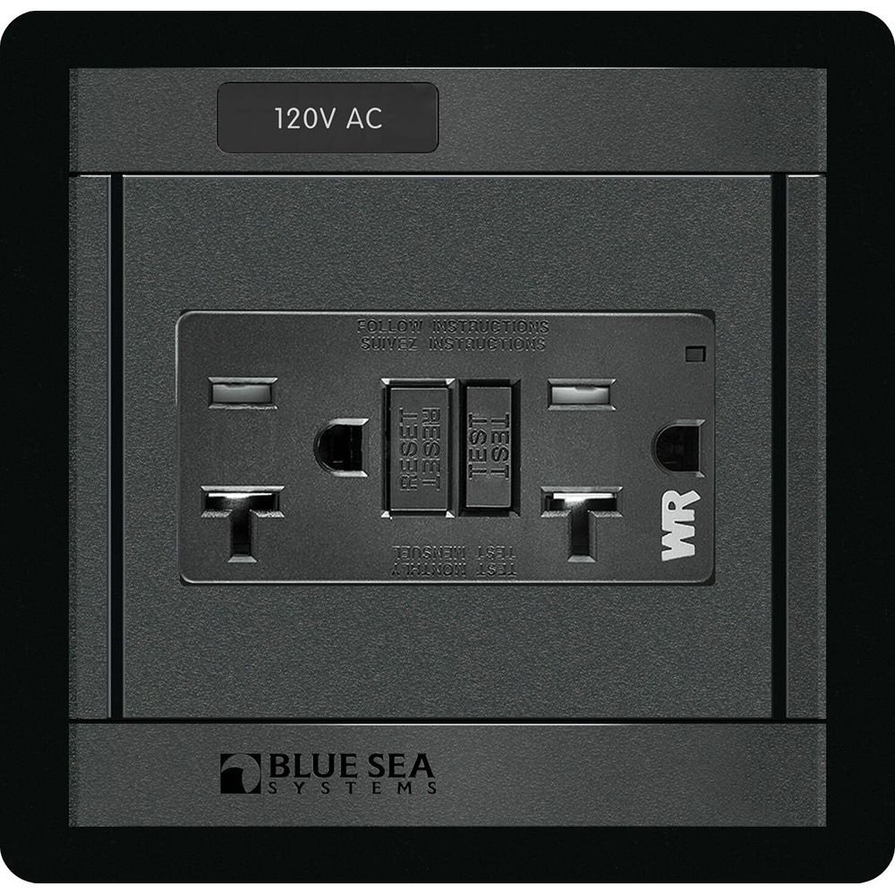 Blue Sea Systems 360 Panel GFCI Dual Outlet, 20A, 120V AC — Quality Boat Parts