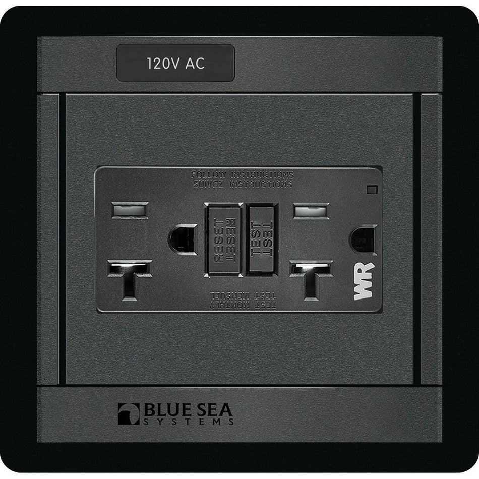 Blue Sea Systems 360 Panel GFCI Dual Outlet, 20A, 120V AC — Quality Boat Parts